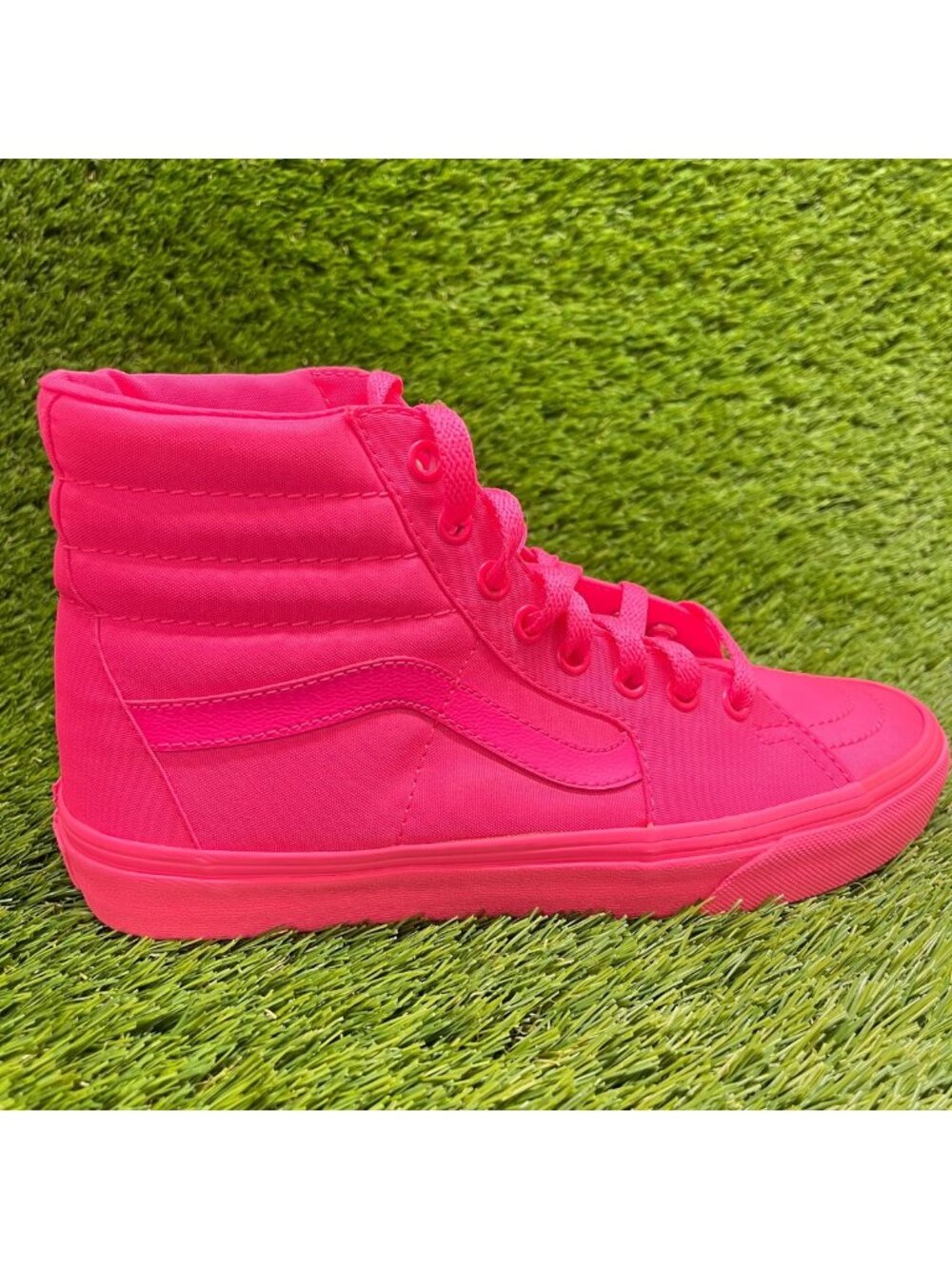 Vans Sk8-Hi Mono Canvas Womens Size 8 Neon Pink Athletic Skate Shoes Sneakers